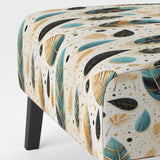 Beige And Blue Boho Chic Feathers Charms - Bohemian Accent Slipper Chair
