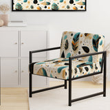 Beige And Blue Boho Chic Feathers Charms - Bohemian Accent Slipper Chair