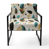 Beige And Blue Boho Chic Feathers Charms - Bohemian Accent Slipper Chair