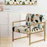 Beige And Blue Boho Chic Feathers Charms - Bohemian Accent Slipper Chair