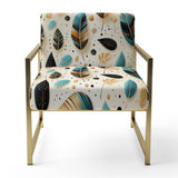 Beige And Blue Boho Chic Feathers Charms - Bohemian Accent Slipper Chair