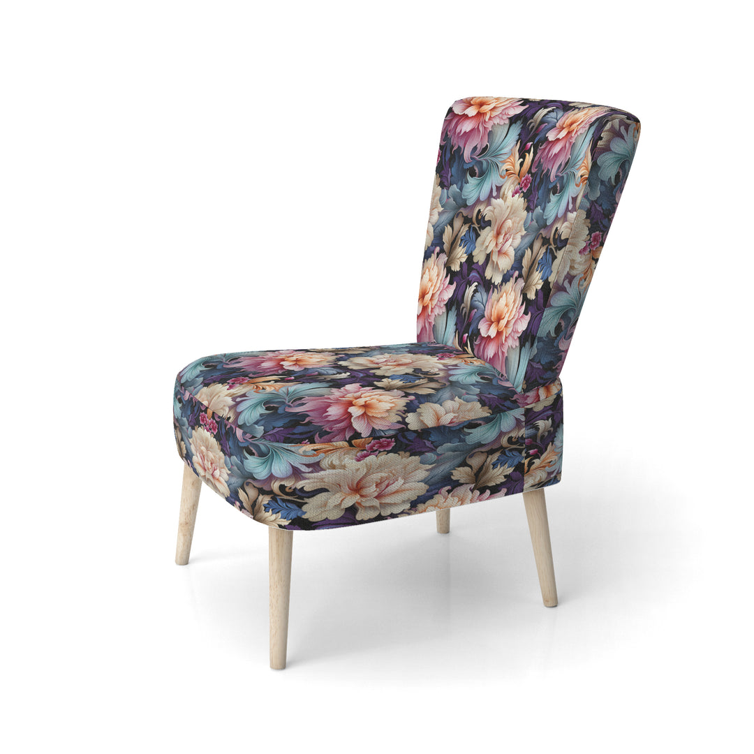 Blue And Pink Flowers Paisley Botanic Pattern - Glam Arm Chair