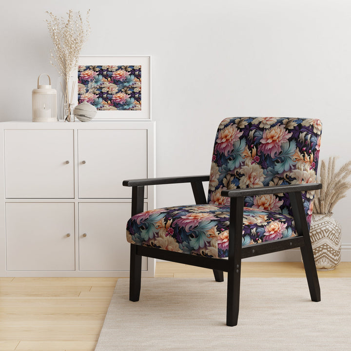 Blue And Pink Flowers Paisley Botanic Pattern - Glam Arm Chair