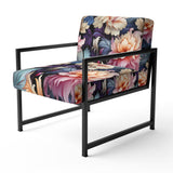 Blue And Pink Flowers Paisley Botanic Pattern - Glam Arm Chair