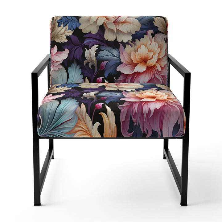 Blue And Pink Flowers Paisley Botanic Pattern - Glam Arm Chair
