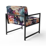 Blue And Pink Flowers Paisley Botanic Pattern - Glam Arm Chair