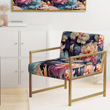 Blue And Pink Flowers Paisley Botanic Pattern - Glam Arm Chair