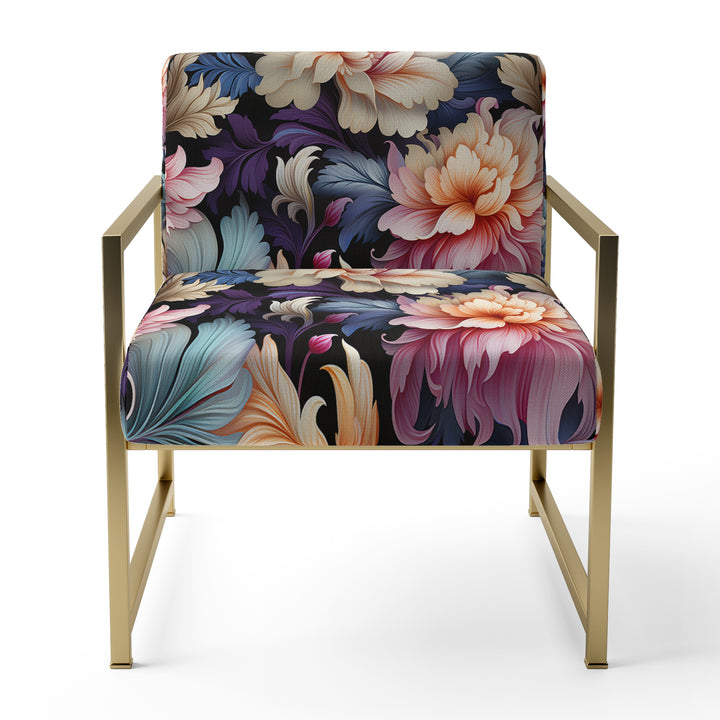 Blue And Pink Flowers Paisley Botanic Pattern - Glam Arm Chair
