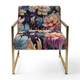 Blue And Pink Flowers Paisley Botanic Pattern - Glam Arm Chair
