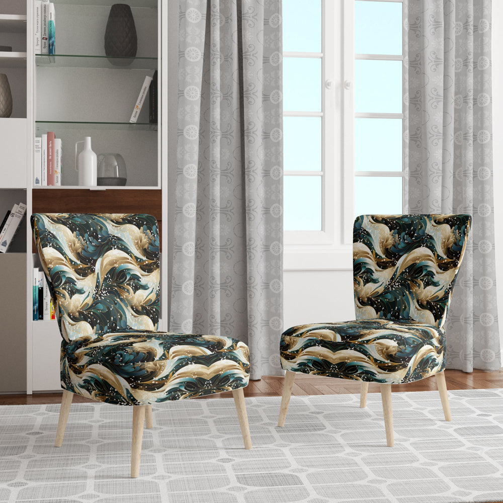 Blue And Golden Ethereal Essence - Modern Arm Chair