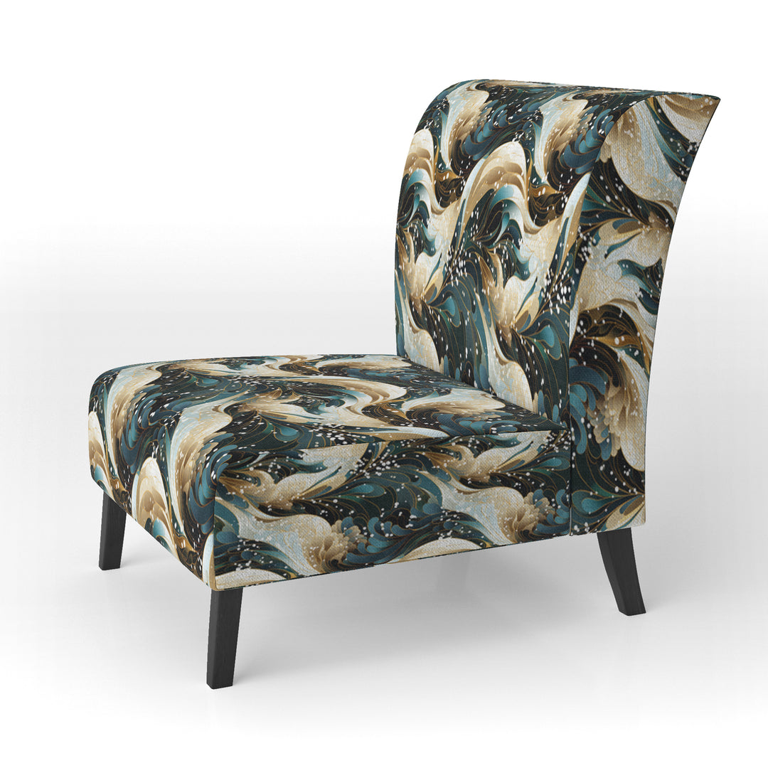 Blue And Golden Ethereal Essence - Modern Arm Chair