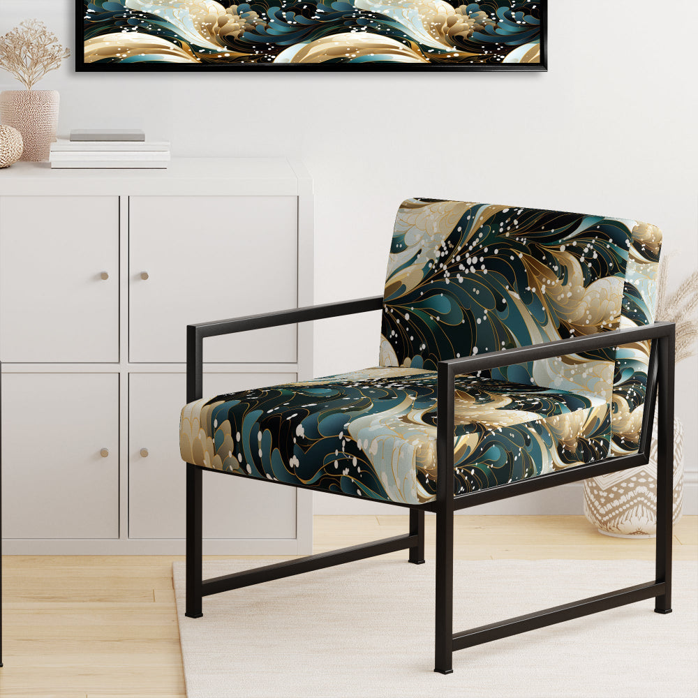 Blue And Golden Ethereal Essence - Modern Arm Chair