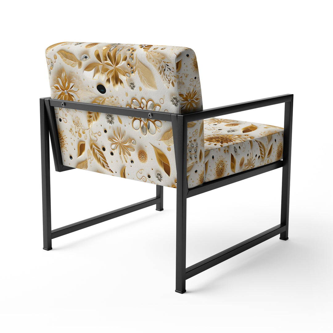 White And Gold Glam Marble Pattern - Upholstered Glam Accent Chairs