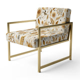 White And Gold Glam Marble Pattern - Upholstered Glam Accent Chairs