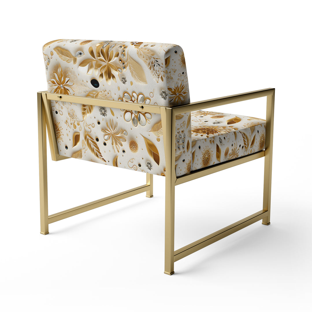 White And Gold Glam Marble Pattern - Upholstered Glam Accent Chairs