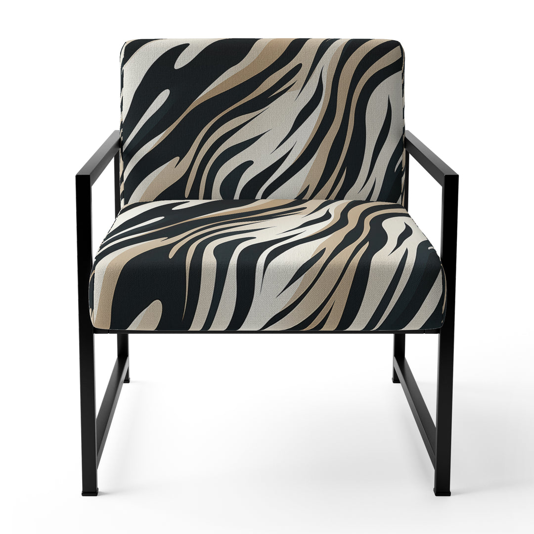 Beige And Black Zebra Sophistication - Modern Arm Chair