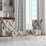 Black And Beige Esoteric Flow - Modern Accent Slipper Chair