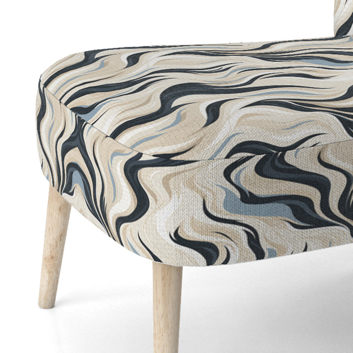 Black And Beige Esoteric Flow - Modern Accent Slipper Chair