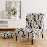 Black And Beige Esoteric Flow - Modern Accent Slipper Chair