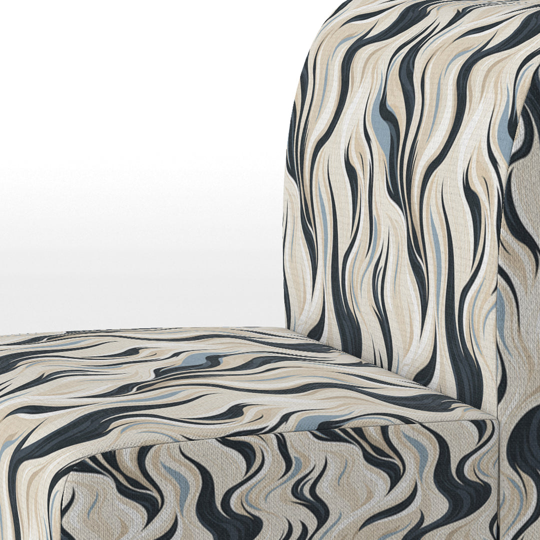 Black And Beige Esoteric Flow - Modern Accent Slipper Chair