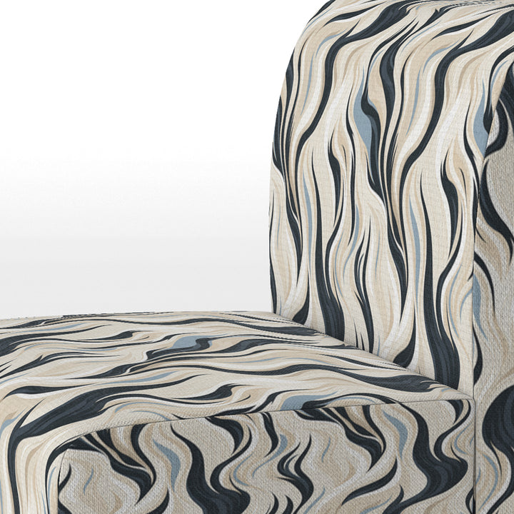 Black And Beige Esoteric Flow - Modern Accent Slipper Chair