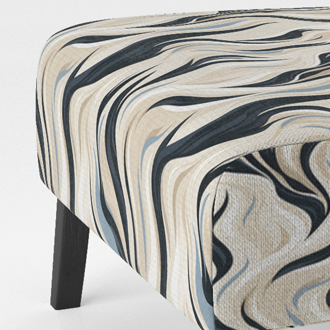 Black And Beige Esoteric Flow - Modern Accent Slipper Chair