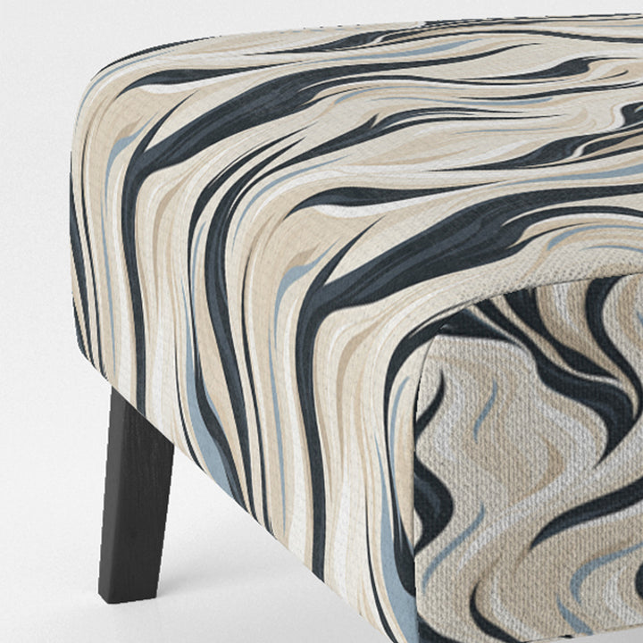 Black And Beige Esoteric Flow - Modern Accent Slipper Chair