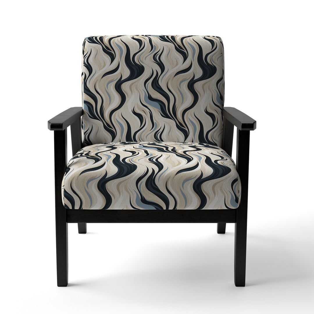 Black And Beige Esoteric Flow - Modern Accent Slipper Chair