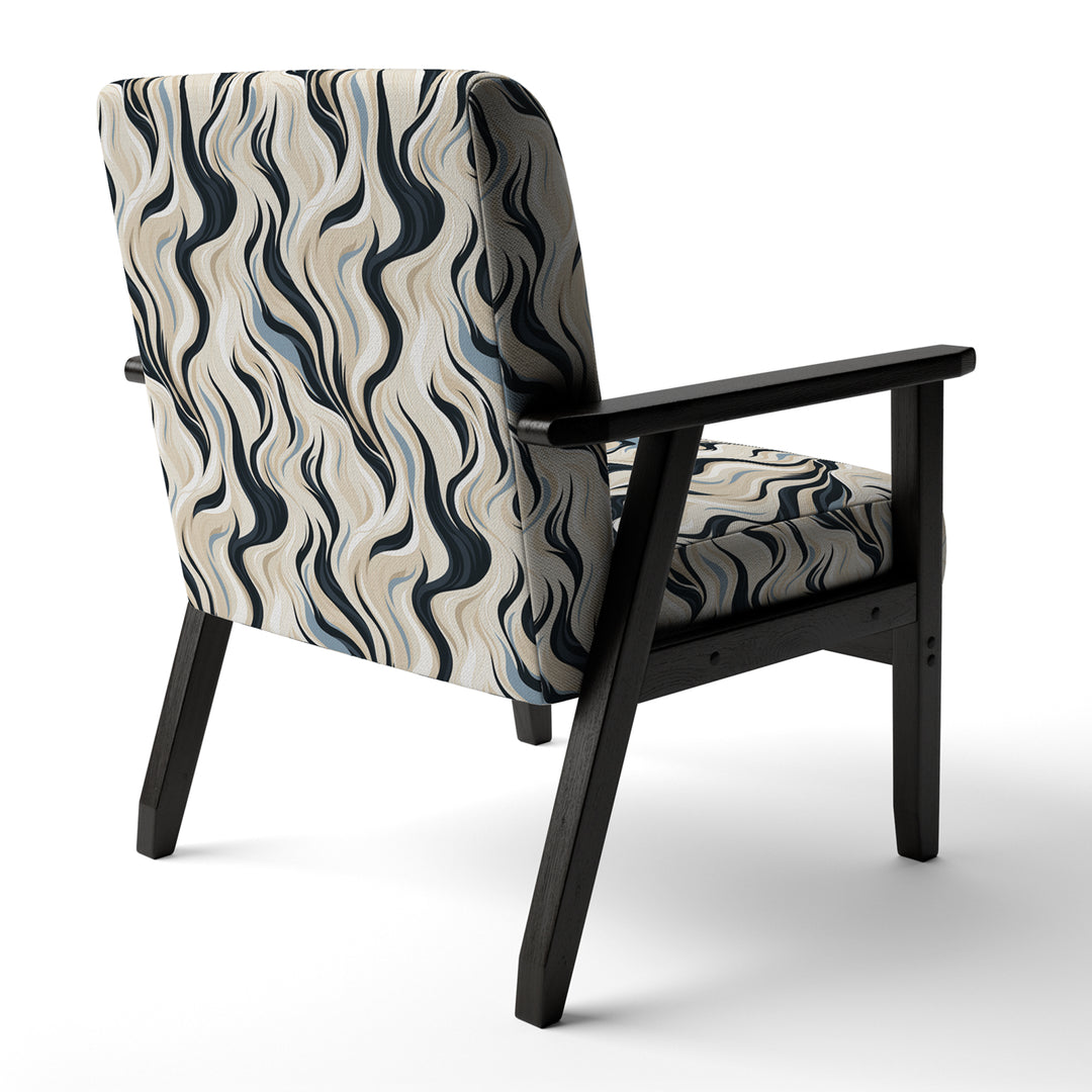 Black And Beige Esoteric Flow - Modern Accent Slipper Chair