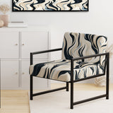 Black And Beige Esoteric Flow - Modern Accent Slipper Chair