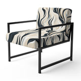 Black And Beige Esoteric Flow - Modern Accent Slipper Chair