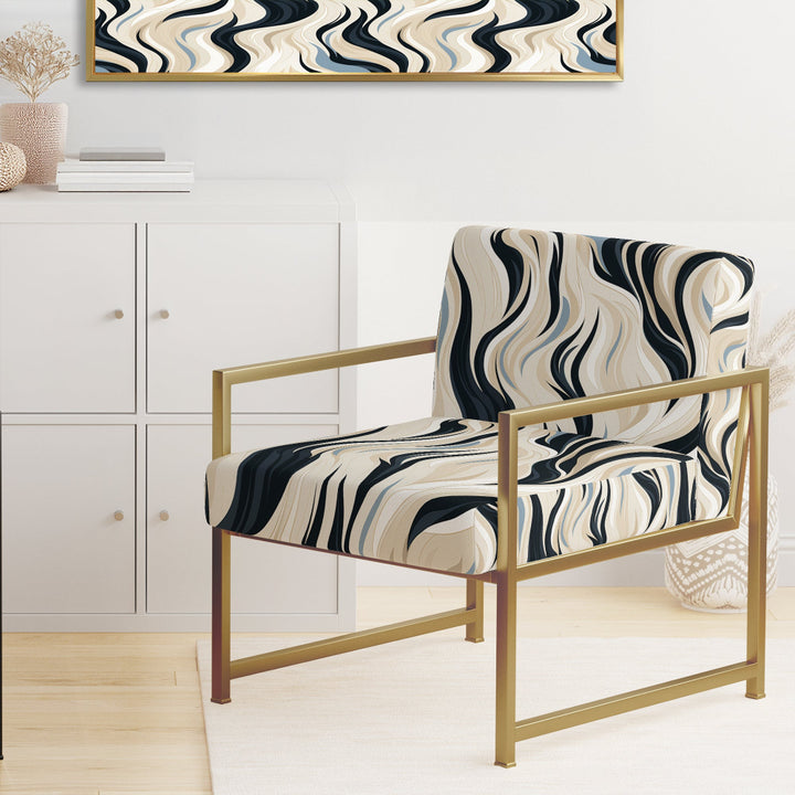 Black And Beige Esoteric Flow - Modern Accent Slipper Chair