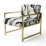 Black And Beige Esoteric Flow - Modern Accent Slipper Chair