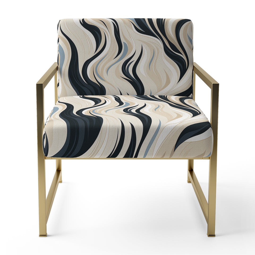 Black And Beige Esoteric Flow - Modern Accent Slipper Chair