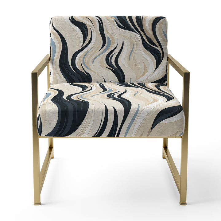 Black And Beige Esoteric Flow - Modern Accent Slipper Chair