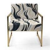 Black And Beige Esoteric Flow - Modern Accent Slipper Chair