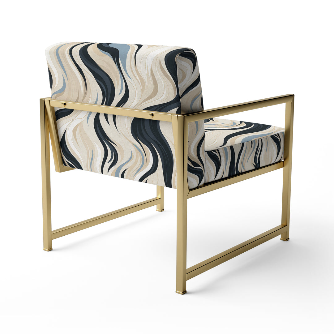 Black And Beige Esoteric Flow - Modern Accent Slipper Chair