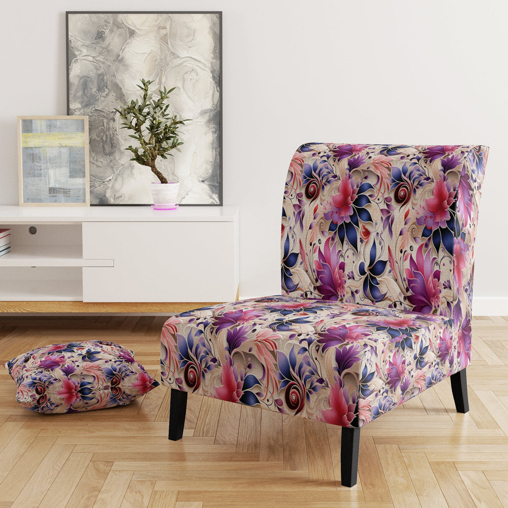 Pink And Purple Romantic Roses Paisley Pattern - Glam Arm Chair