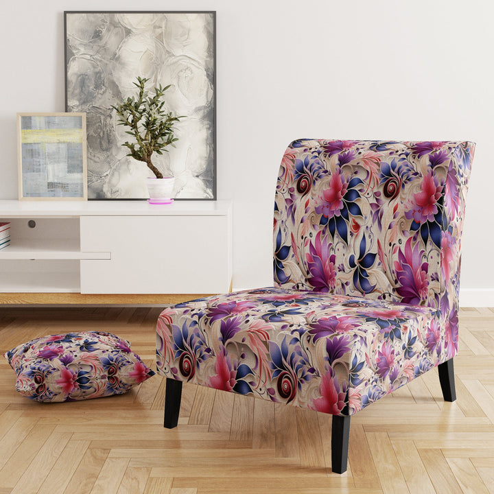 Pink And Purple Romantic Roses Paisley Pattern - Glam Arm Chair