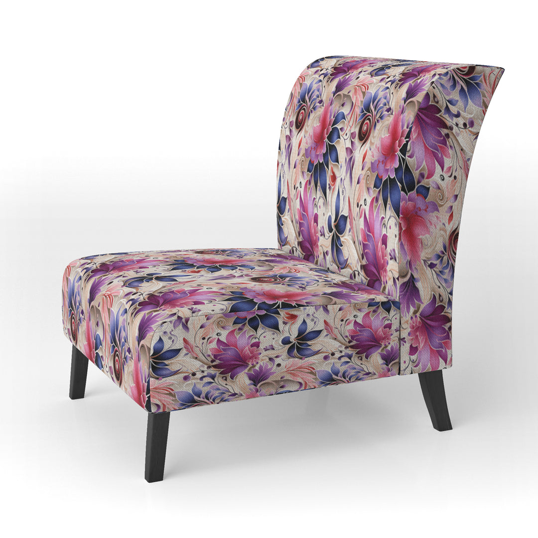 Pink And Purple Romantic Roses Paisley Pattern - Glam Arm Chair
