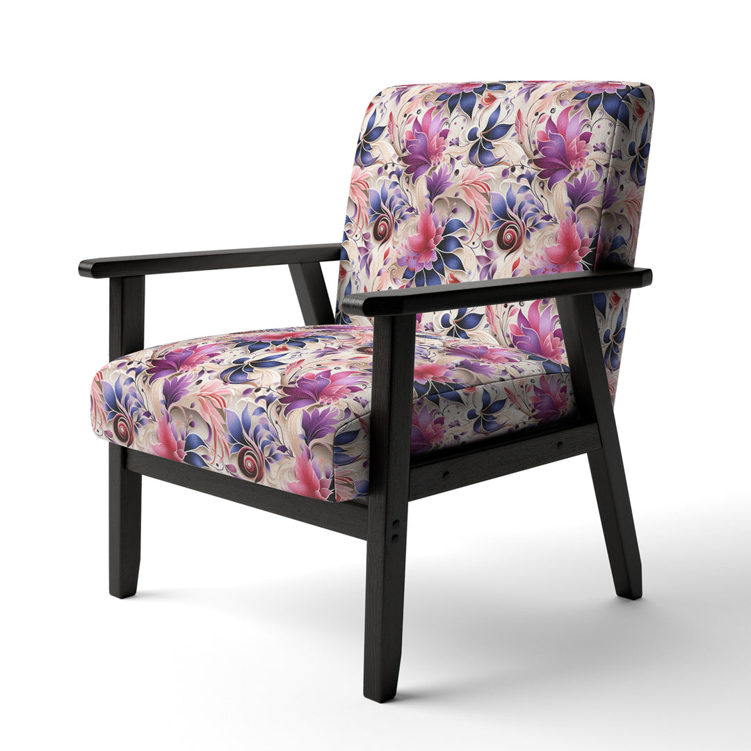 Pink And Purple Romantic Roses Paisley Pattern - Glam Arm Chair