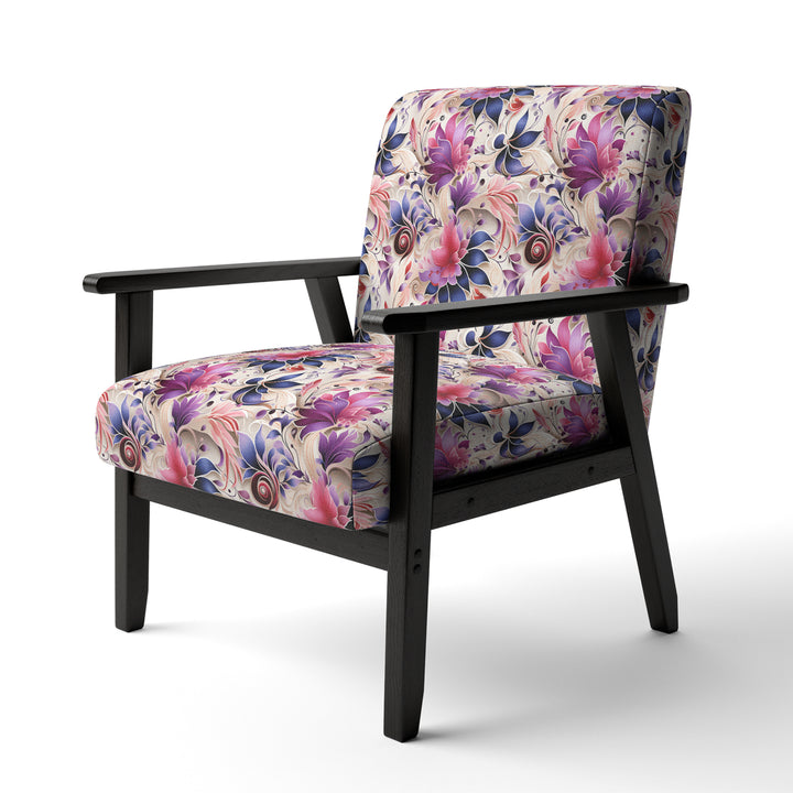 Pink And Purple Romantic Roses Paisley Pattern - Glam Arm Chair
