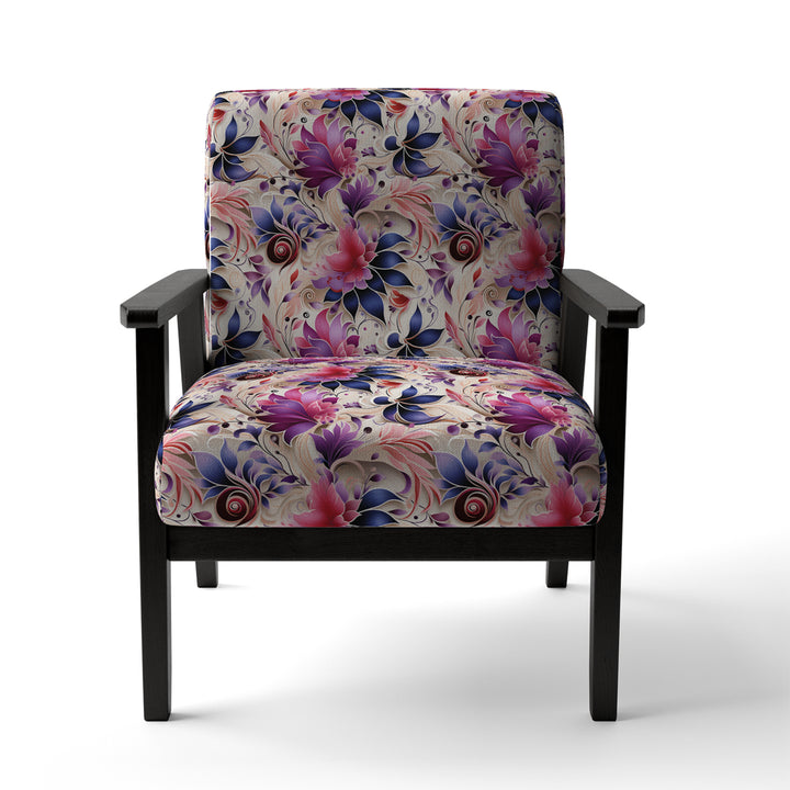 Pink And Purple Romantic Roses Paisley Pattern - Glam Arm Chair
