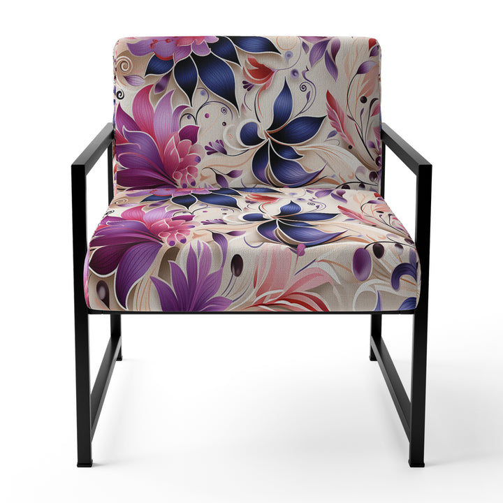 Pink And Purple Romantic Roses Paisley Pattern - Glam Arm Chair