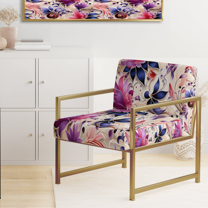 Pink And Purple Romantic Roses Paisley Pattern - Glam Arm Chair