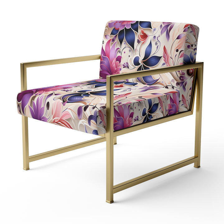 Pink And Purple Romantic Roses Paisley Pattern - Glam Arm Chair