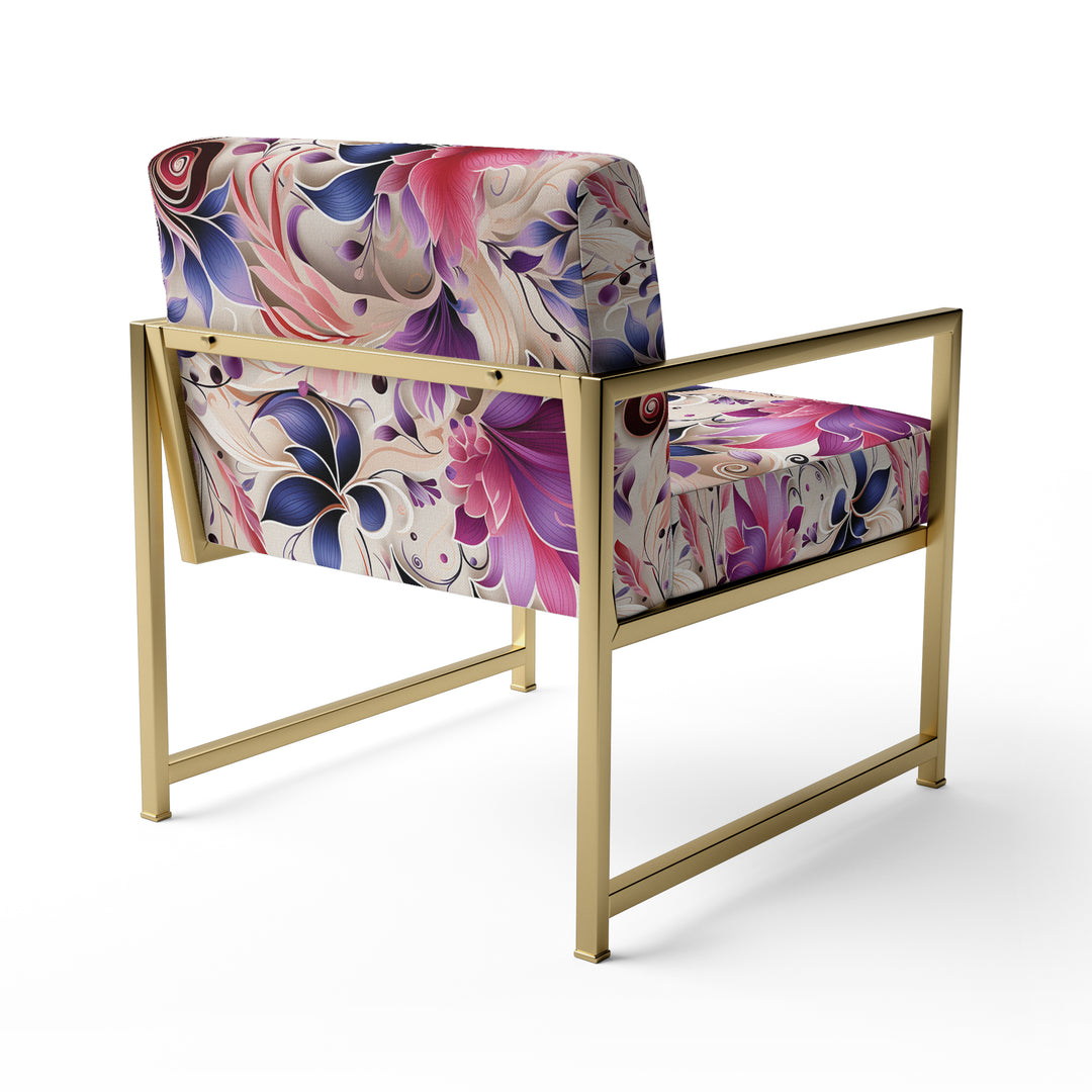 Pink And Purple Romantic Roses Paisley Pattern - Glam Arm Chair