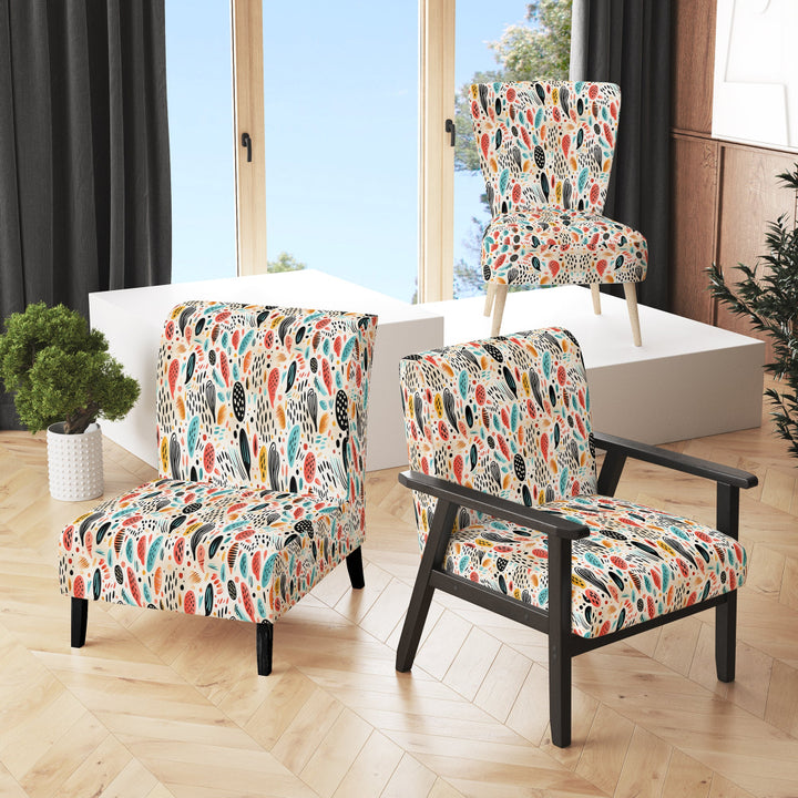 Light Color Tribal Animals Pattern - Upholstered Modern Accent Chairs