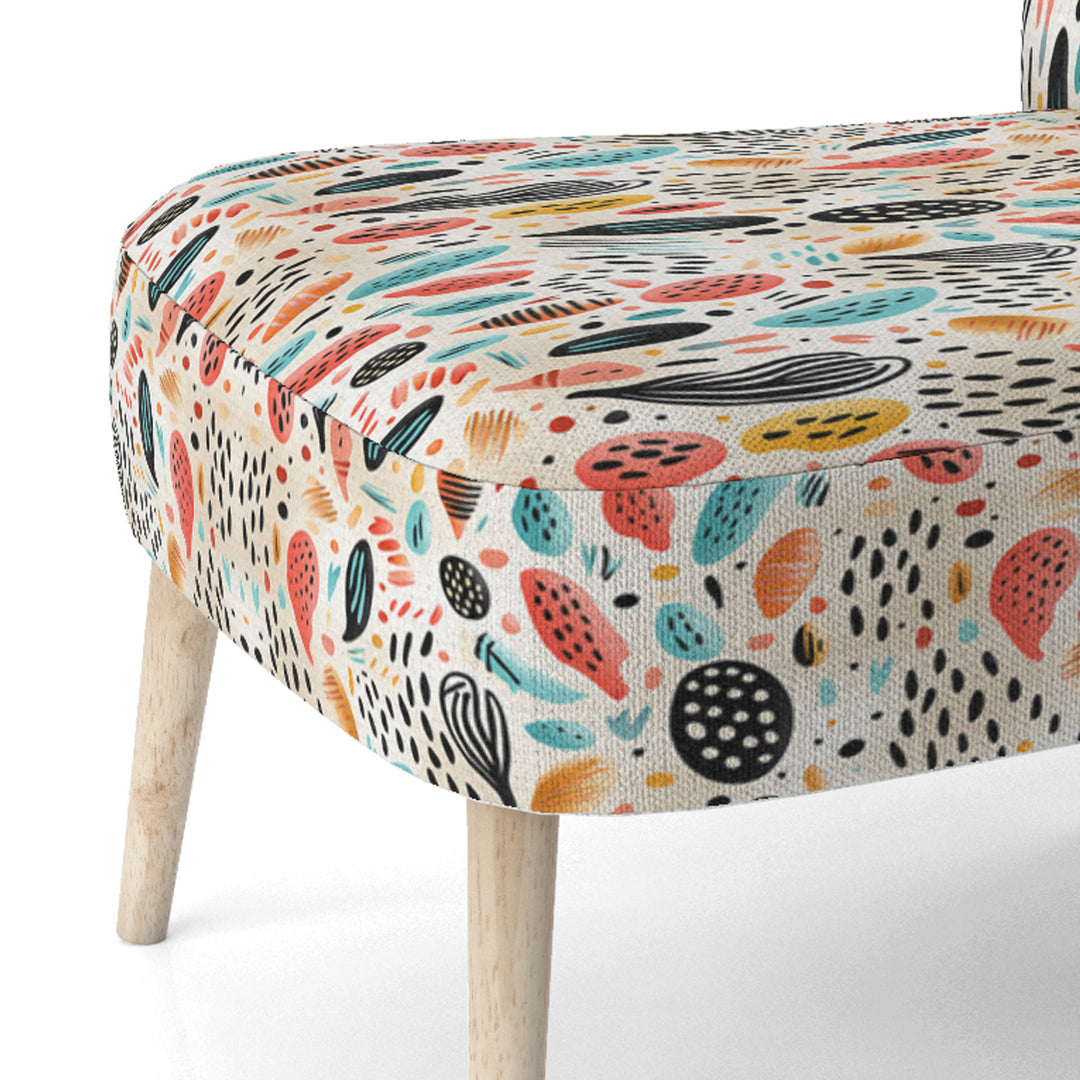Light Color Tribal Animals Pattern - Upholstered Modern Accent Chairs