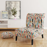 Light Color Tribal Animals Pattern - Upholstered Modern Accent Chairs